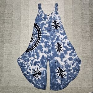 S/M Blue and White Tie-Dye Kids One Piece